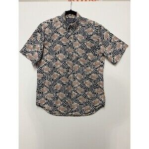Reyn Spooner Hawaiian Shirt Mens Small Fish Hook Print Classic Aloha Button Up